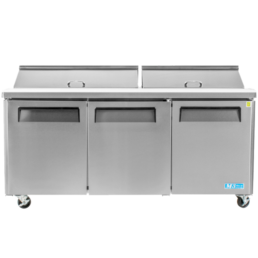 Turbo Air Mst 72 72 M3 Series Refrigerated Salad Sandwich Prep Table With Three Doors