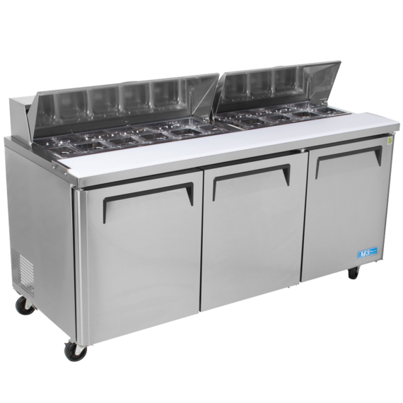 Turbo Air Mst 72 72 M3 Series Refrigerated Salad Sandwich Prep Table With Three Doors